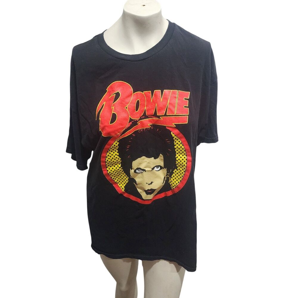 David Bowie Graphic Band Tee Black Short Sleeve Rock Concert T Shirt XL